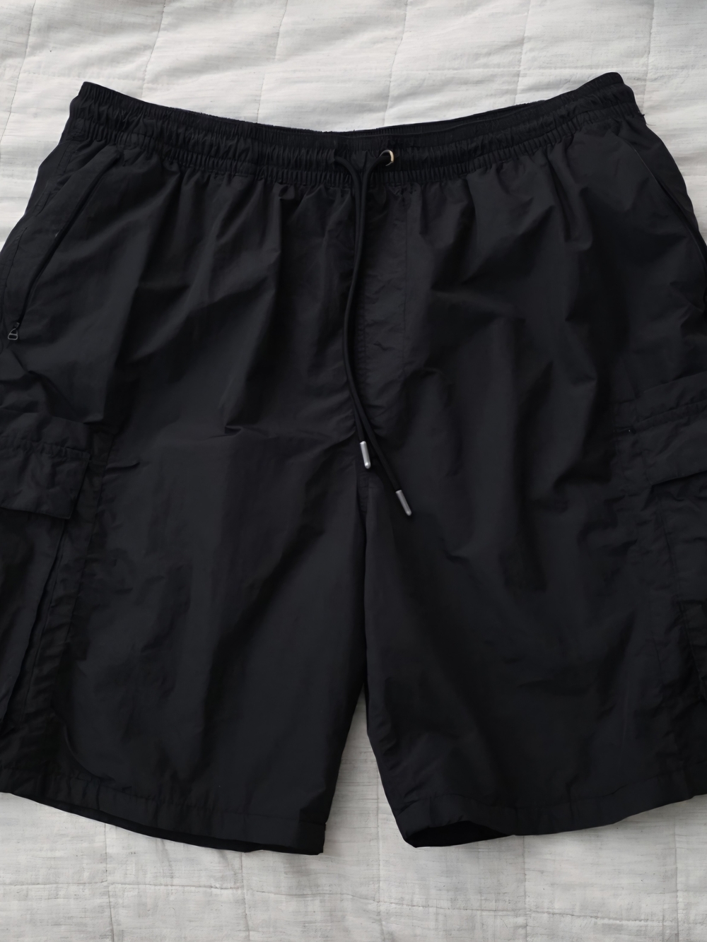 Men's Black Cargo Swim Shorts with Drawstring